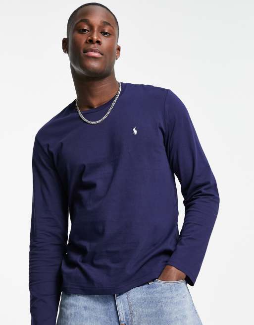 Polo Ralph Lauren bleu manches longues pour homme - Toujours au mei