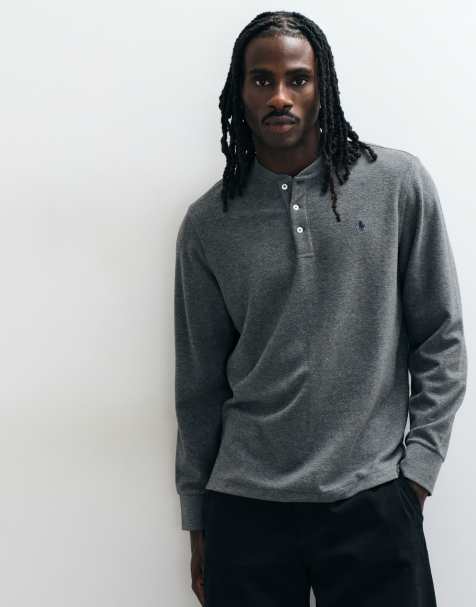 Polo Ralph Lauren top de punto Henley de estar por casa en antracita - view 1