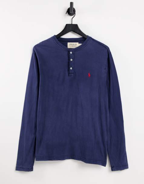 Polo Ralph Lauren - Top henley manches longues avec logo joueur de polo flammé - Bleu marine - view 1