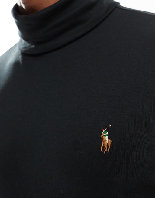 Polo Ralph Lauren - Top met veelkleurig icoonlogo, col en lange mouwen in zwart