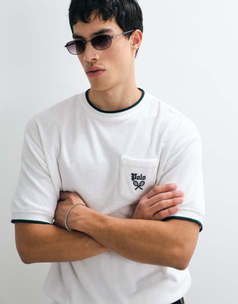 Polo Ralph Lauren top relaxed fit a maniche corte in spugna bianco - view 1