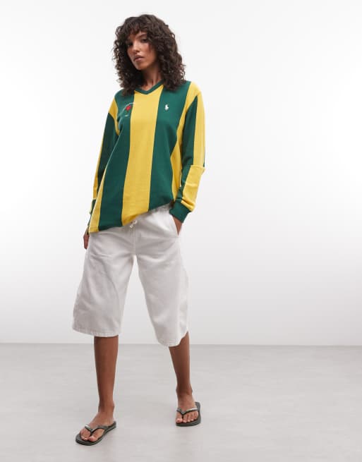 Polo Ralph Lauren - Top stile rugby verde a righe verticali, 2 di 4