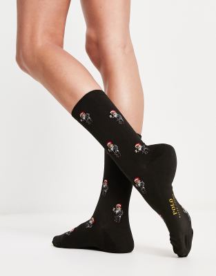 Polo Ralph Lauren tossed bear crew socks in black