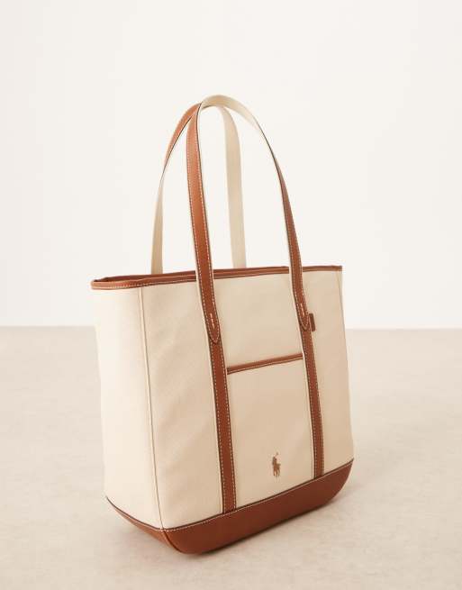 Polo Ralph Lauren tote bag in ecru & brown, 4 of 4