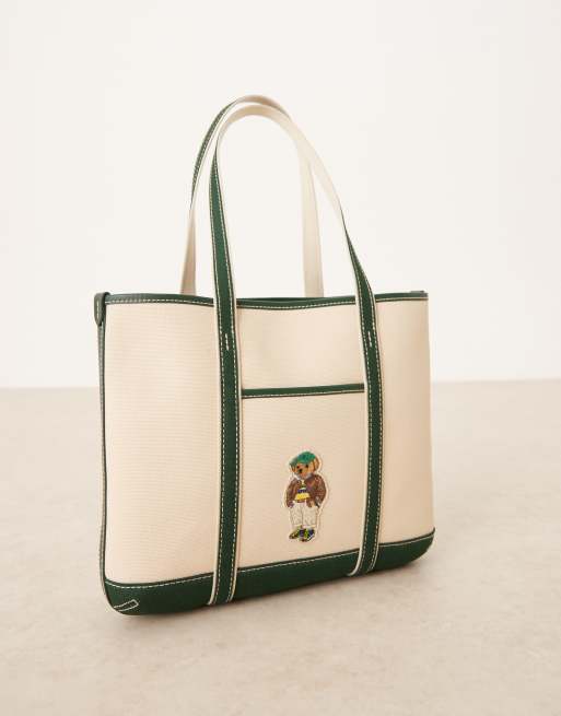 Polo Ralph Lauren tote bag in ecru & green