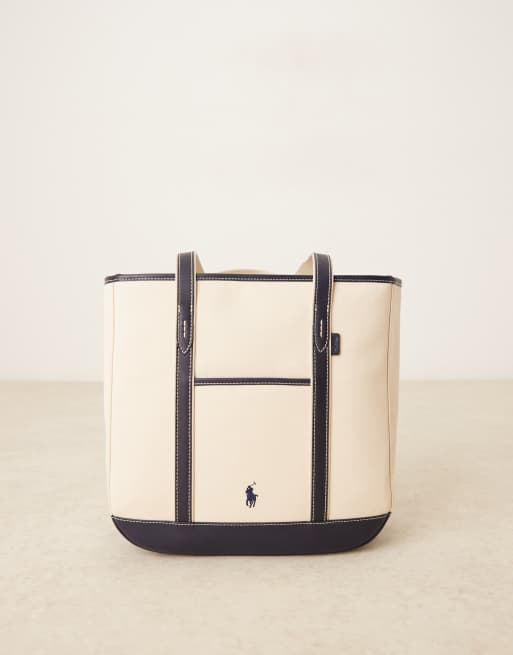 Polo Ralph Lauren tote bag in ecru & navy