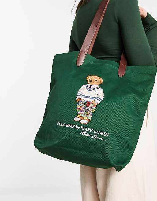 Polo Ralph Lauren tote bag in green with bear logo | ASOS polo ralph lauren shopper bag