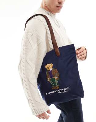 Polo Ralph Lauren tote bag in navy with bear logo