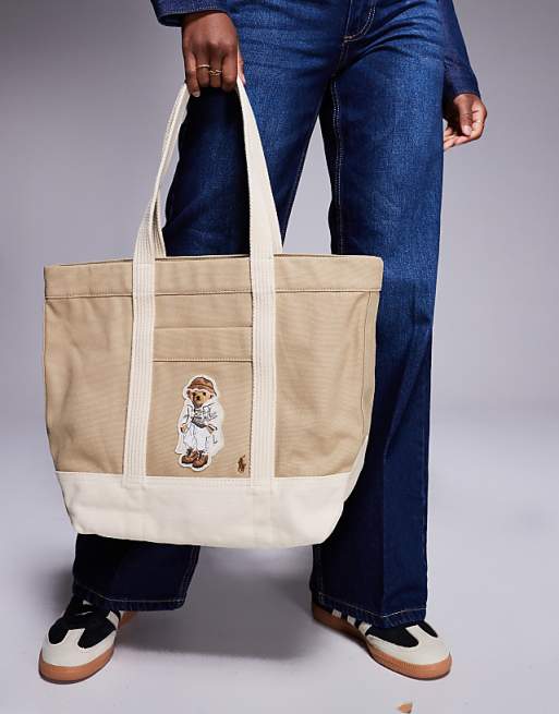Polo Ralph Lauren tote bag with bear logo in beige | ASOS Polo Ralph Lauren tote bag with bear logo in beige | ASOS