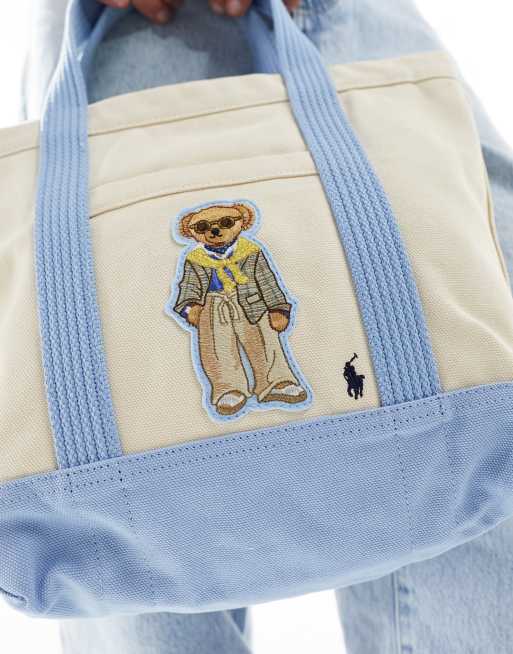 Polo Ralph Lauren tote bag with bear logo in cream