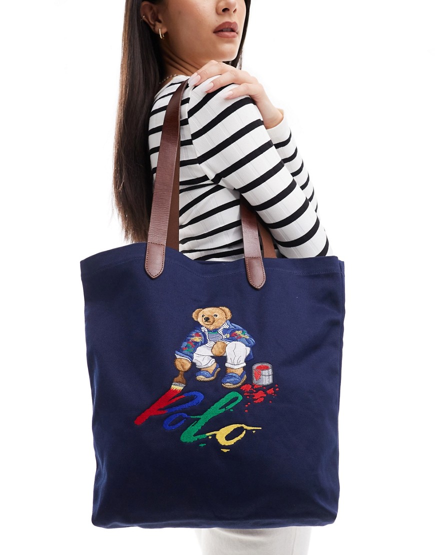 Polo Ralph Lauren tote bag with bear logo in navy