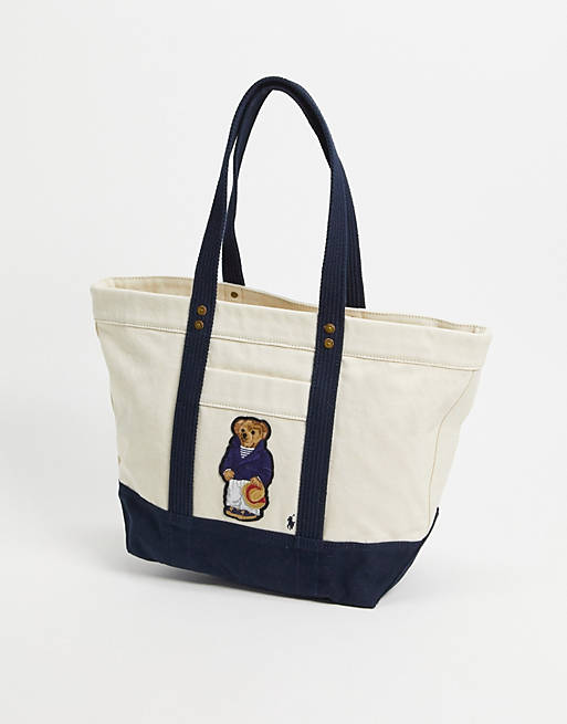 Polo Ralph Lauren tote bag with bear logo in white | ASOS