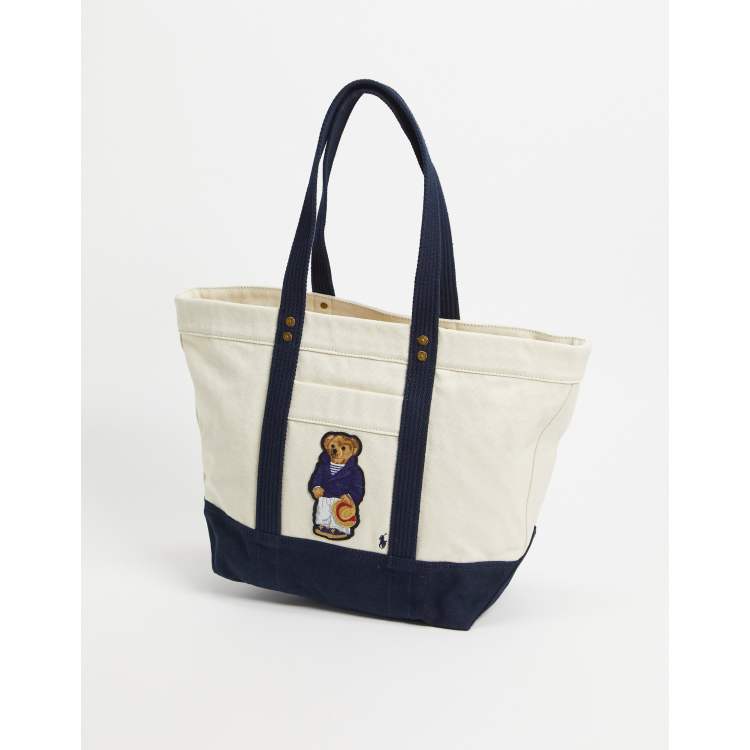 Polo Ralph Lauren tote bag with bear logo in white