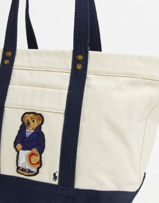 Polo Ralph Lauren tote bag with bear logo in white | ASOS