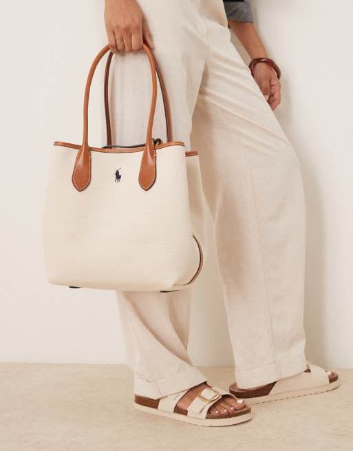 Polo Ralph Lauren - Tote bag zippé en toile - Crème, 2 de 4
