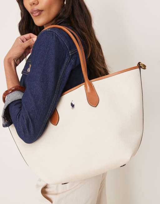 Polo Ralph Lauren - Tote bag zippé en toile - Crème, 4 de 4