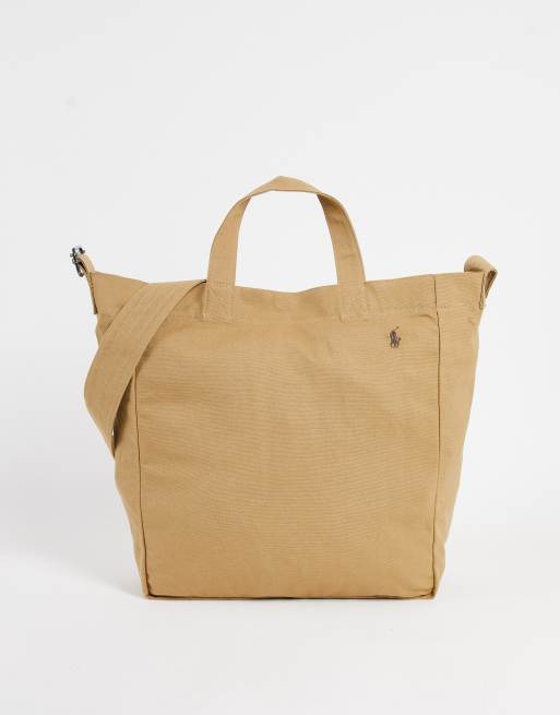 Polo Ralph Lauren tote holdall bag with pony logo in khaki | ASOS