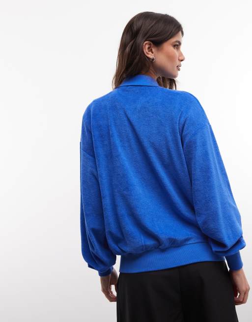 Polo Ralph Lauren towelling longsleeve polo in blue, 4 of 4