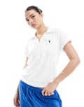 [Polo Ralph Lauren] Polo Ralph Lauren towelling polo shirt with logo in white M WHITE