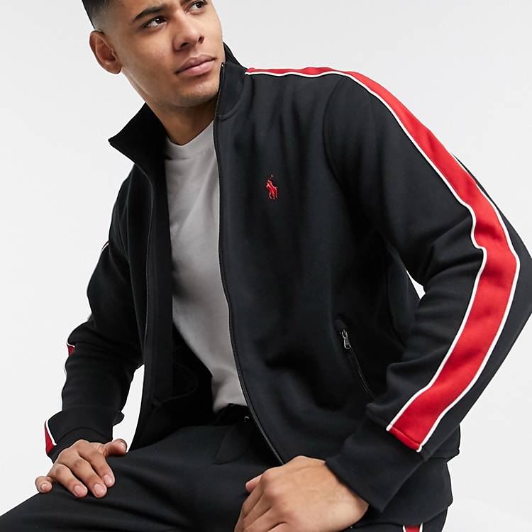 Polo Ralph Lauren track jacket in black with side stripe