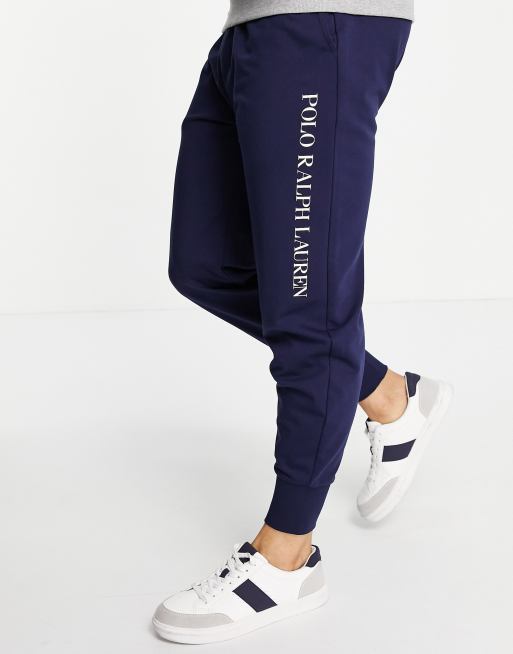 Polo Ralph Lauren track pants in navy with side text logo