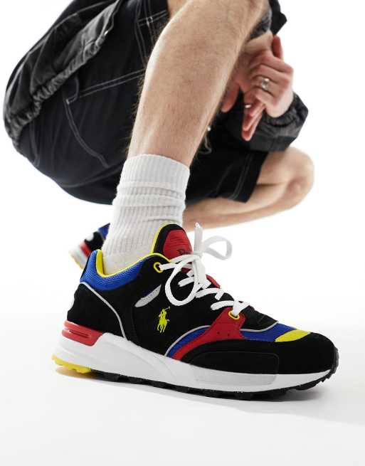 Polo Ralph Lauren - Trackster 200 - Sneakers in mix van blauw, rood en zwart met logo