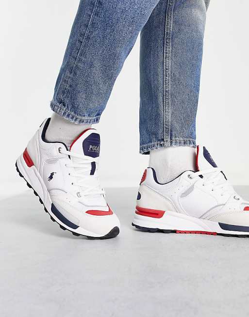 Polo Ralph Lauren trackster 200 trainer in cream/blue mix with pony logo |  ASOS polo ralph lauren trackster