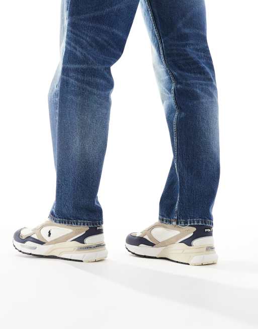 Polo Ralph Lauren Trackster 275 trainer in navy, tan and white, 2 of 5