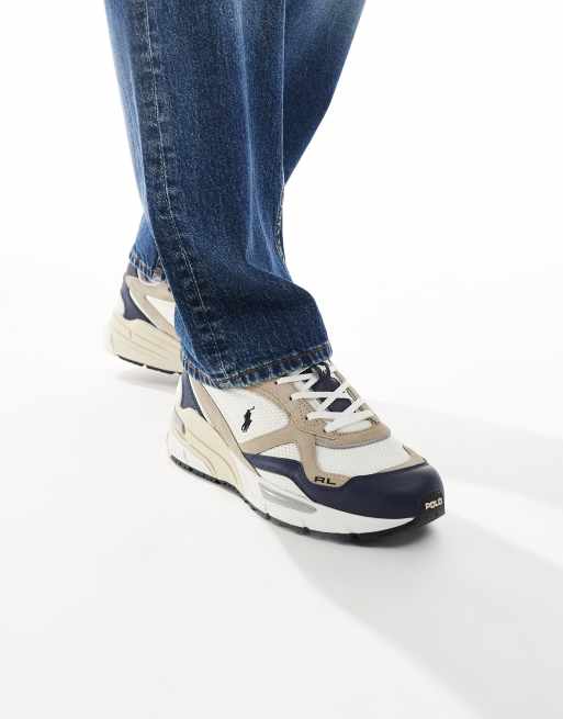 Polo Ralph Lauren Trackster 275 trainer in navy, tan and white, 3 of 5