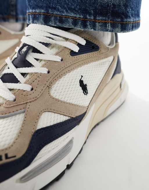 Polo Ralph Lauren Trackster 275 trainer in navy, tan and white, 5 of 5