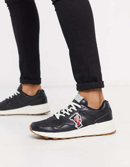 Polo Ralph Lauren trackster leather sneakers in black | ASOS