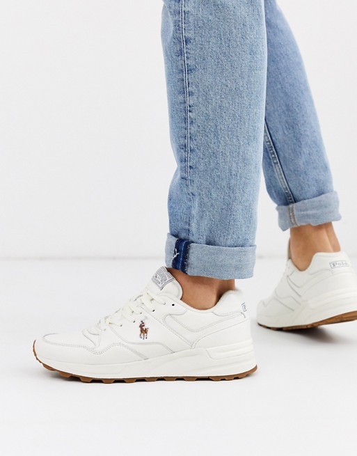 Polo Ralph Lauren trackster leather trainer in white with player logo