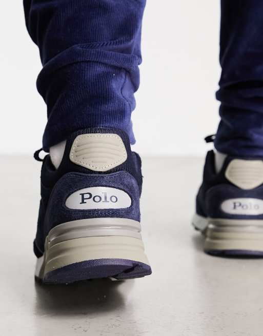 Bedachtzaam tack Maak avondeten Polo Ralph Lauren Trackster sneakers in navy with pony logo | ASOS