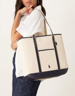 Polo Ralph Lauren - Tragetasche in Ecru und Marineblau