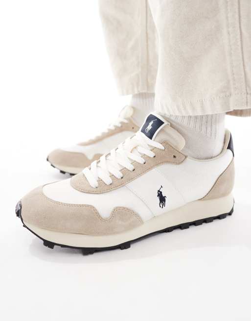 Polo Ralph Lauren – Trail 125 – Kremowe buty sportowe ze skóry i zamszu