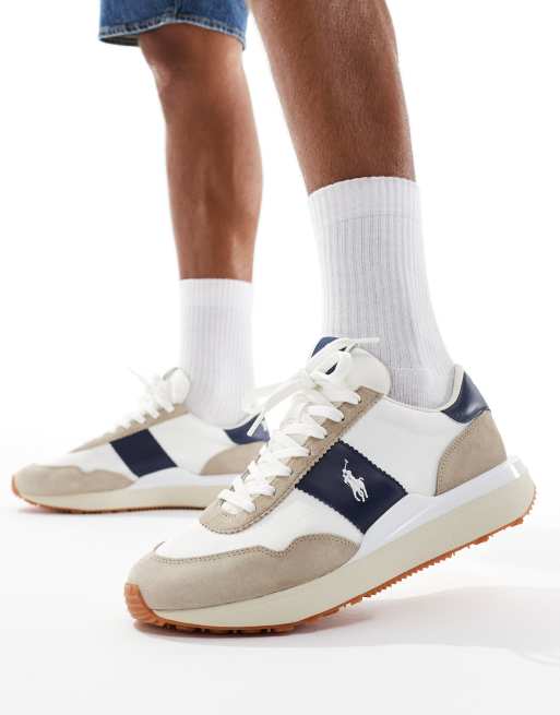 Polo Ralph Lauren – Train '89 – Beige och marinblå sneakers