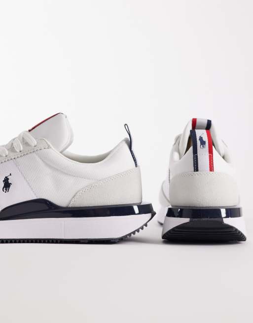 Polo Ralph Lauren - Train 89 - Hvide og marineblå sneakers i ruskind, 3 af 5