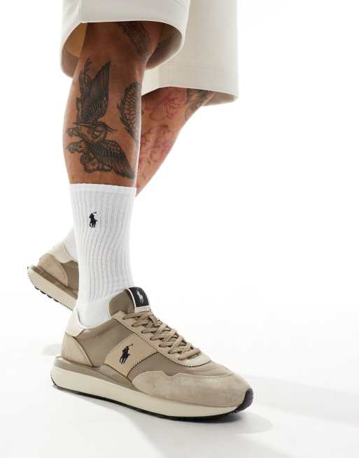 Polo Ralph Lauren – Train '89 – Ljusbruna sneakers med logga