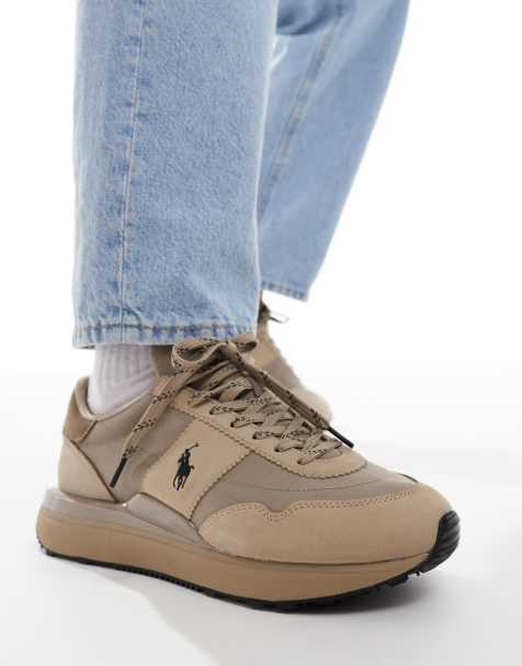 Polo Ralph Lauren - Train 89 - Lysebrune sneakers med logo - view 1