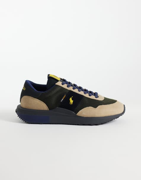 Polo Ralph Lauren Train 89 sneaker in suede verde oliva e marrone chiaro - view 1