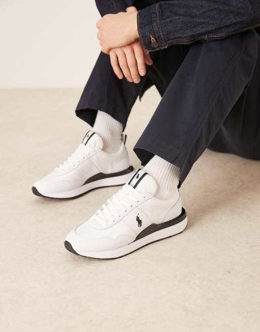 Polo Ralph Lauren - Train '89 - Sneakers bianche con dettaglio nero a coste