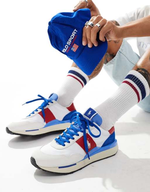 Polo Ralph Lauren Train 89 Sneakers bianche rosse e blu ASOS