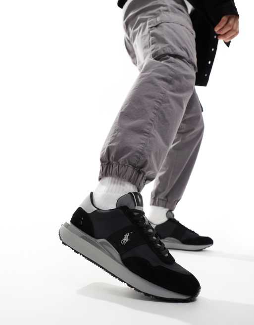 Polo Ralph Lauren Train '89 sneakers in black grey reflective with logo