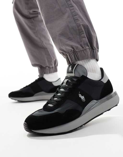 Polo Ralph Lauren Train '89 sneakers in black grey reflective with logo, 4 of 5