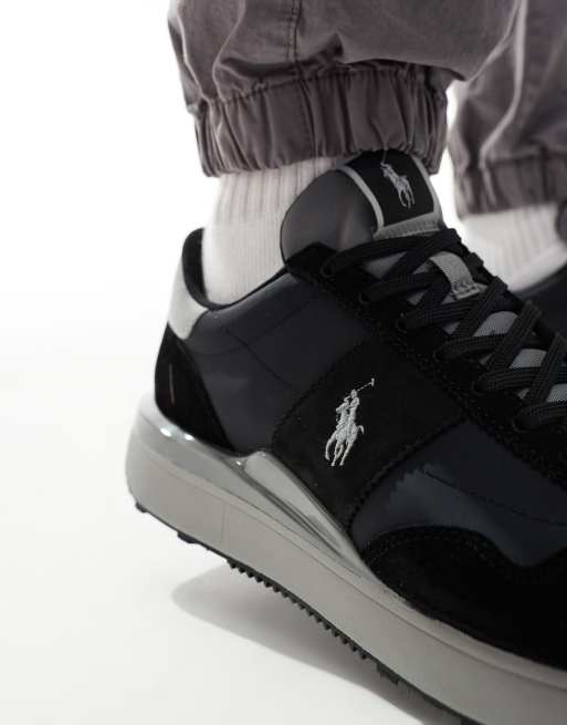 Polo Ralph Lauren Train '89 sneakers in black grey reflective with logo, 5 of 5