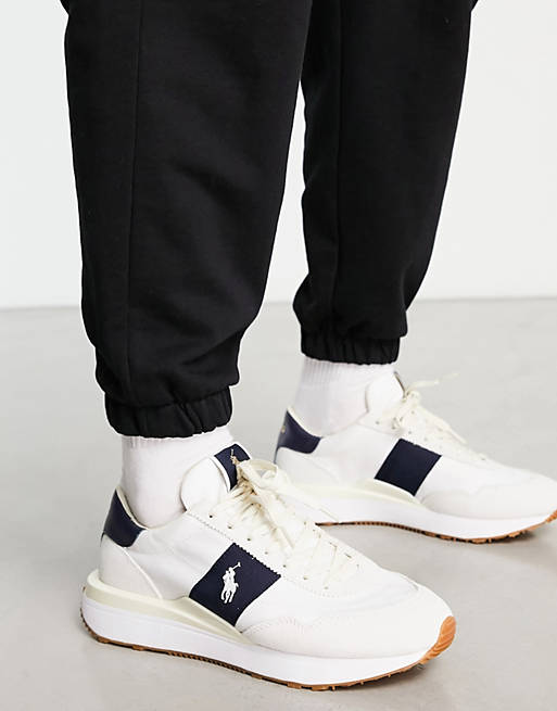 Handvol tobben Gewaad Polo Ralph Lauren train '89 sneakers in cream/navy with pony logo | ASOS