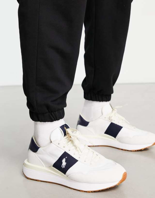 Polo Ralph Lauren train '89 sneakers in cream/navy with pony logo