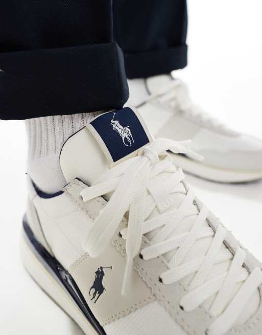 Polo Ralph Lauren Train '89 sneakers with logo in white and navy, 3 of 5