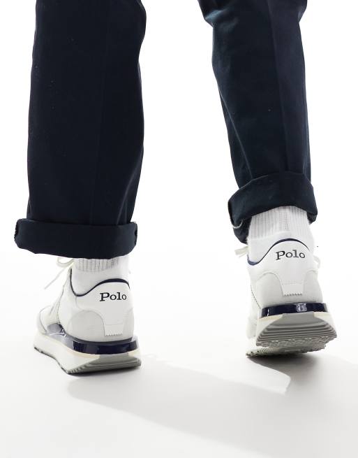 Polo Ralph Lauren Train '89 sneakers with logo in white and navy, 4 of 5