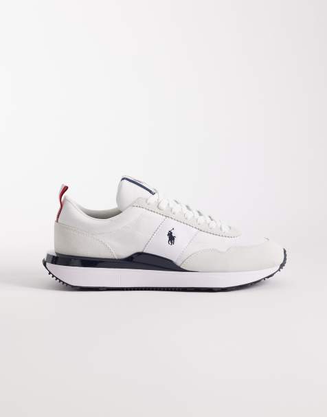 Polo Ralph Lauren Train 89 suede sneaker in white and navy - view 1